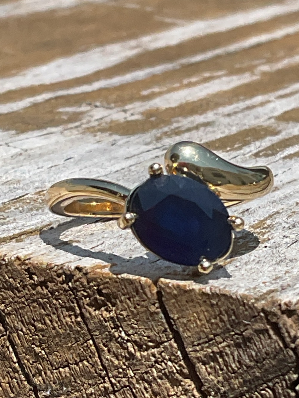 Sapphire 925 Silver 14k Gold Plated Ring 7